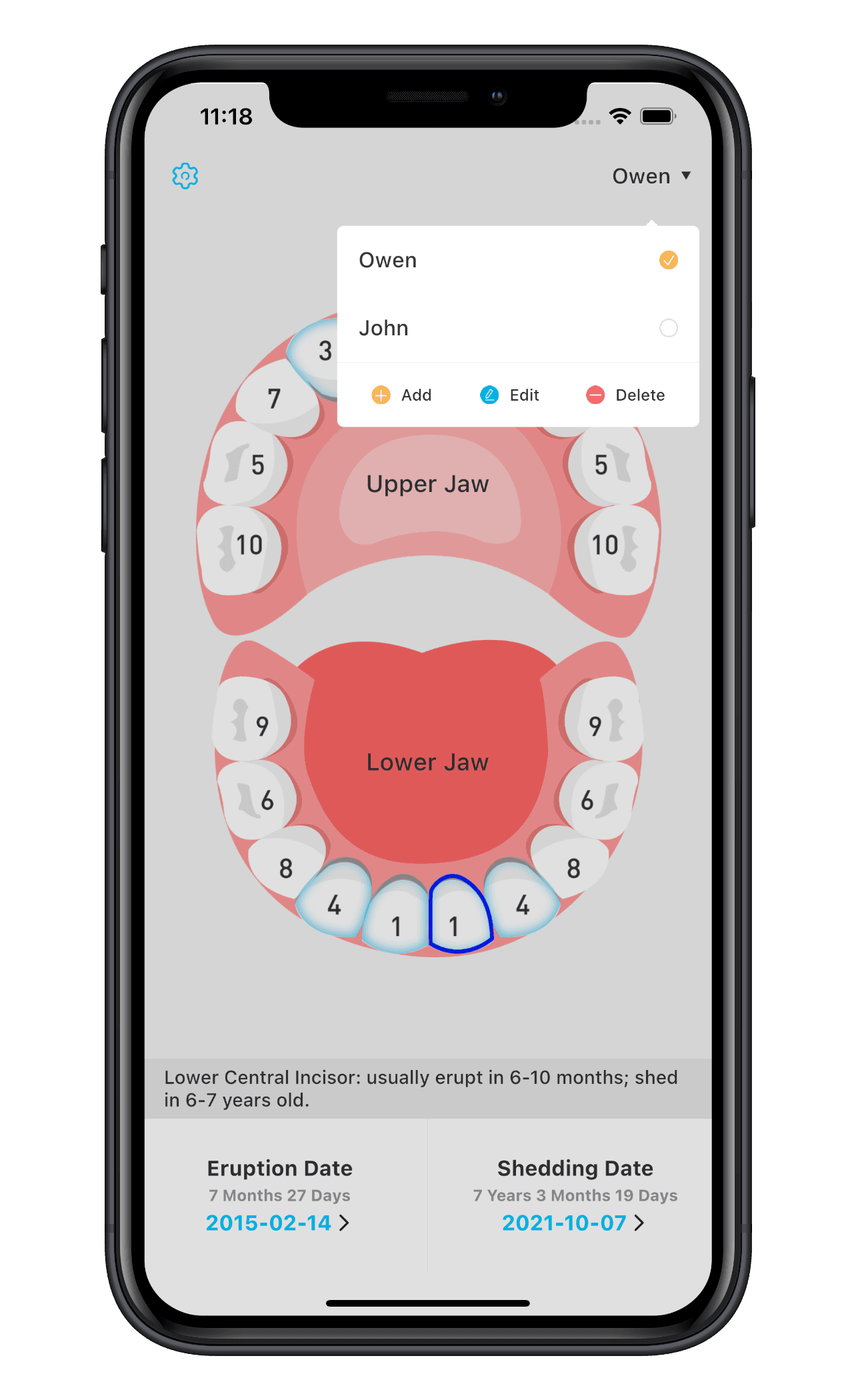 Baby’s Teeth app screenshot